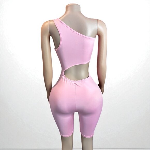 Women Waist Cut Out Short Romper - Picture 3 of 7